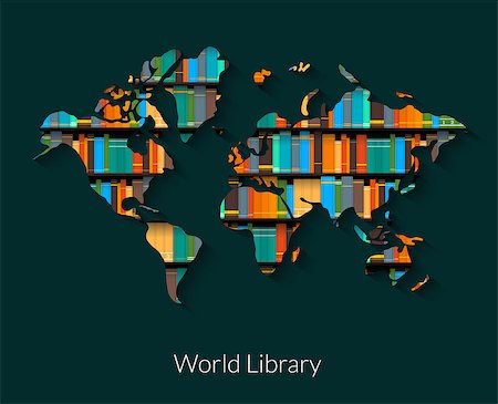 simsearch:400-05389006,k - World library vector illustration on dark background. Foto de stock - Super Valor sin royalties y Suscripción, Código: 400-08012983