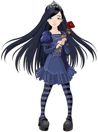 simsearch:400-04807075,k - Goth stile girl holding withered rose Foto de stock - Super Valor sin royalties y Suscripción, Código: 400-08012993