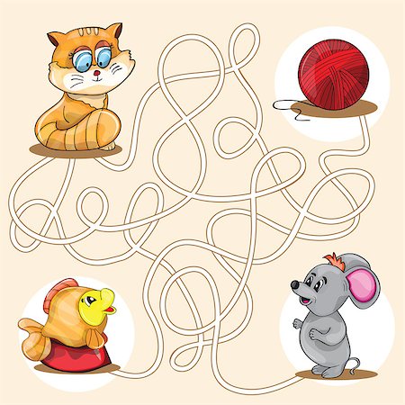 simsearch:400-08973723,k - Cartoon Vector Illustration of Education Maze or Labyrinth Game for Preschool Children Foto de stock - Royalty-Free Super Valor e Assinatura, Número: 400-08013077