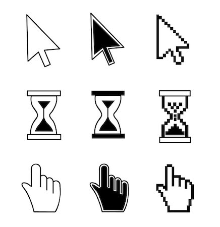 simsearch:400-05364771,k - Cursor set - mouse hand arrow hourglass. Vector illustration Stock Photo - Budget Royalty-Free & Subscription, Code: 400-08013388