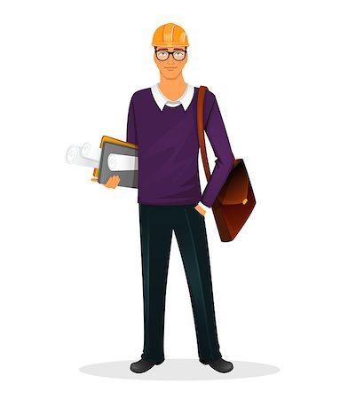 engineers hat cartoon - Vector illustration of Architect man character image Stock Photo - Budget Royalty-Free & Subscription, Code: 400-08013469