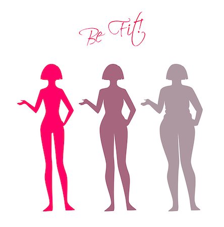 simsearch:400-05228225,k - Vector illustration of Be fit, woman silhouette images Stock Photo - Budget Royalty-Free & Subscription, Code: 400-08013474