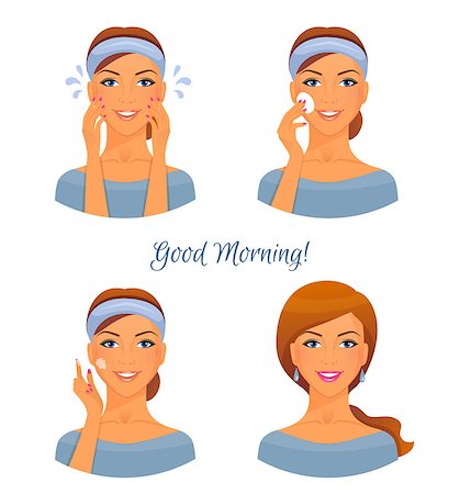 powder in water - Vector illustration of Morning treatments for skin Stock Photo - Budget Royalty-Free & Subscription, Code: 400-08013472