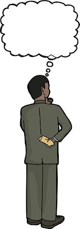 simsearch:400-08013506,k - Isolated cartoon rear view of businessman with thought bubble Foto de stock - Super Valor sin royalties y Suscripción, Código: 400-08013524