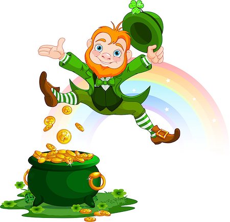 simsearch:400-04167000,k - Illustration of joyful jumping leprechaun Foto de stock - Super Valor sin royalties y Suscripción, Código: 400-08013543