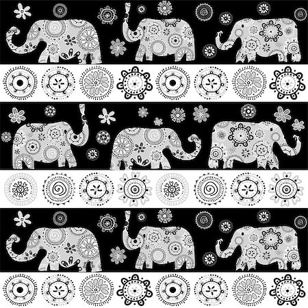 elephant illustration - Ethnic floral patterned elephants background Stock Photo - Budget Royalty-Free & Subscription, Code: 400-08013614
