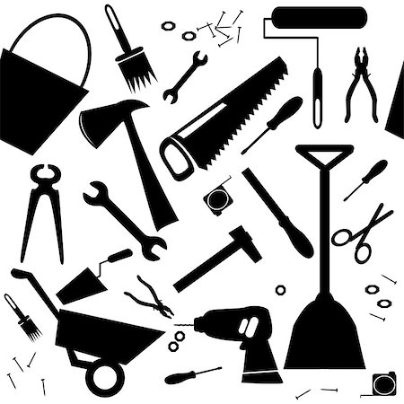 simsearch:400-09172481,k - Seamless background with DIY or home repair tools Stockbilder - Microstock & Abonnement, Bildnummer: 400-08013621