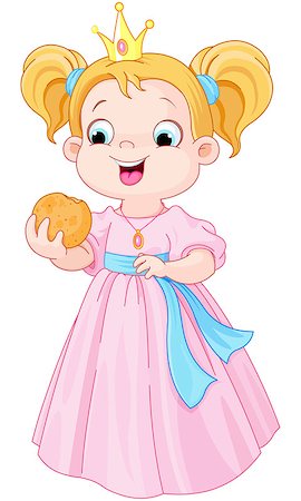 Illustration of cute princess eats hamburger Stock Photo - Budget Royalty-Free & Subscription, Code: 400-08013847