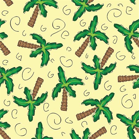 Vector green palm trees seamless pattern background with hand drawn elements Stockbilder - Microstock & Abonnement, Bildnummer: 400-08013871