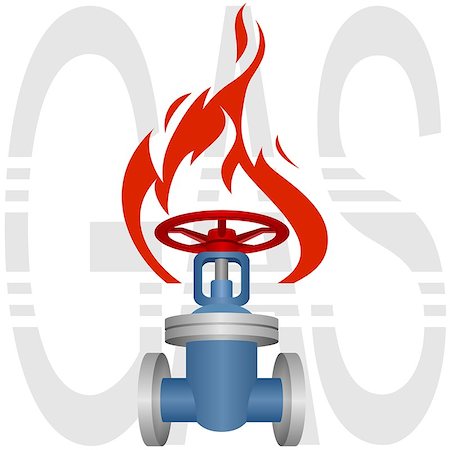 Gas pipeline and catch fire. Illustration on white background. Stock Photo - Budget Royalty-Free & Subscription, Code: 400-08013914