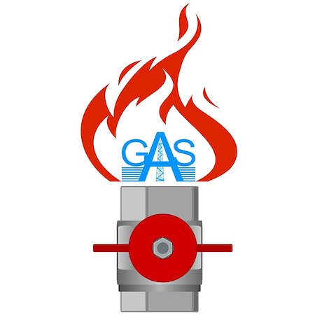 Gas pipeline and catch fire. Illustration on white background. Stock Photo - Budget Royalty-Free & Subscription, Code: 400-08013918