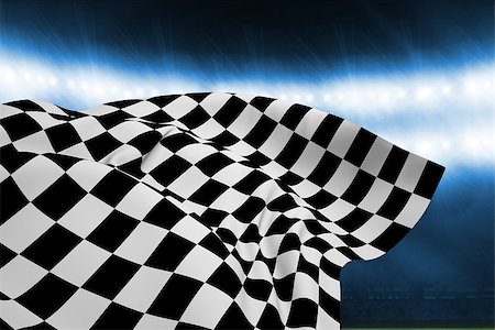 event flag white - Checkered flag against football pitch under blue lights Stock Photo - Budget Royalty-Free & Subscription, Code: 400-08020272