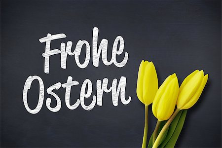 simsearch:400-08020454,k - Yellow tulips against frohe ostern Foto de stock - Super Valor sin royalties y Suscripción, Código: 400-08020456