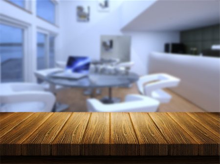 simsearch:400-09068018,k - 3D render of a wooden table with a defocussed cafe bar in the background Stock Photo - Budget Royalty-Free & Subscription, Code: 400-08020630