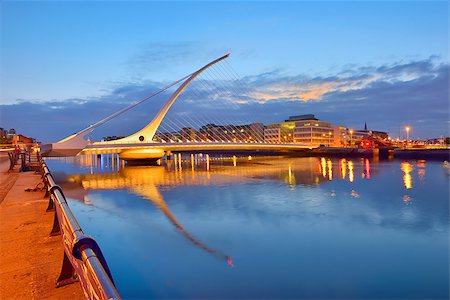 The Samuel Beckett Bridge in night time Stock Photo - Budget Royalty-Free & Subscription, Code: 400-08020802