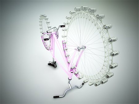simsearch:400-08975910,k - Bicycle ferris wheel concept. High quality photo realistic render Stock Photo - Budget Royalty-Free & Subscription, Code: 400-08020950