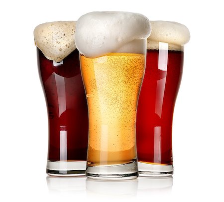 simsearch:400-08336450,k - Three sorts of beer isolated on a white background Stock Photo - Budget Royalty-Free & Subscription, Code: 400-08021373