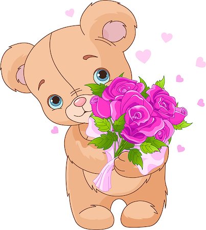 simsearch:400-08196096,k - Teddy bear giving bouquet Photographie de stock - Aubaine LD & Abonnement, Code: 400-08021472