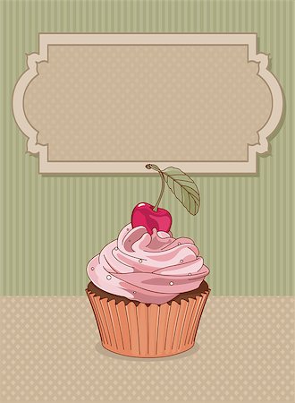simsearch:400-04198170,k - Illustration of sweet cupcake with cherry Fotografie stock - Microstock e Abbonamento, Codice: 400-08021801