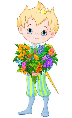 simsearch:400-08016415,k - Illustration of Cute Little Prince Holds bouquet of flowers Photographie de stock - Aubaine LD & Abonnement, Code: 400-08021803