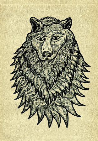 simsearch:400-04160980,k - Grunge sketch of an abstract wolf, hand drawn illustration. Stock Photo - Budget Royalty-Free & Subscription, Code: 400-08021811