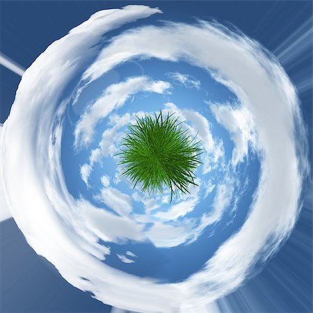 Abstract grassy globe with swirled couds Stock Photo - Budget Royalty-Free & Subscription, Code: 400-08022123