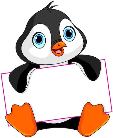simsearch:400-08054562,k - Cute Penguin holds a sign Foto de stock - Super Valor sin royalties y Suscripción, Código: 400-08022410
