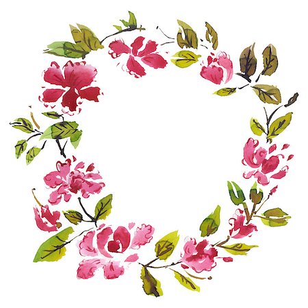 simsearch:400-08020817,k - Round frame with watercolor flowers. Vector illustration. Foto de stock - Super Valor sin royalties y Suscripción, Código: 400-08022517