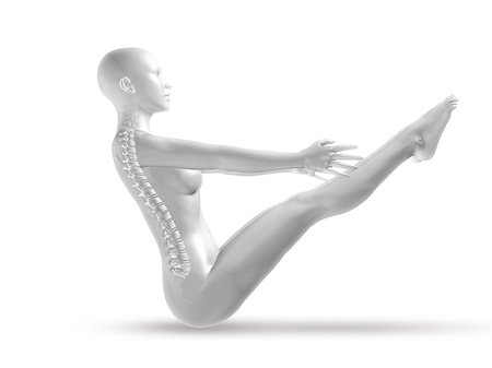 simsearch:400-08020620,k - 3D render of a female medical figure with skeleton in yoga pose Foto de stock - Royalty-Free Super Valor e Assinatura, Número: 400-08022525