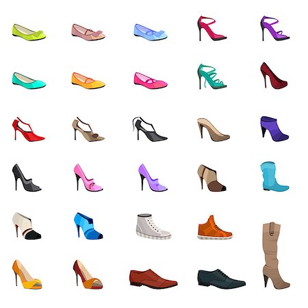 shopping basket - Women s fashion collection of shoes. Set with different shoes isolated on white. Foto de stock - Super Valor sin royalties y Suscripción, Código: 400-08022678