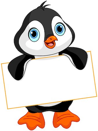 simsearch:400-08054562,k - Cute Penguin holds a sign Foto de stock - Super Valor sin royalties y Suscripción, Código: 400-08022694