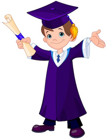smart boy with diploma - Illustration of cute boy graduates Stock Photo - Budget Royalty-Free & Subscription, Code: 400-08022693