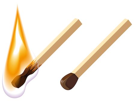 simsearch:640-03262777,k - New and burning match. Isolated illustration in vector format Photographie de stock - Aubaine LD & Abonnement, Code: 400-08022733