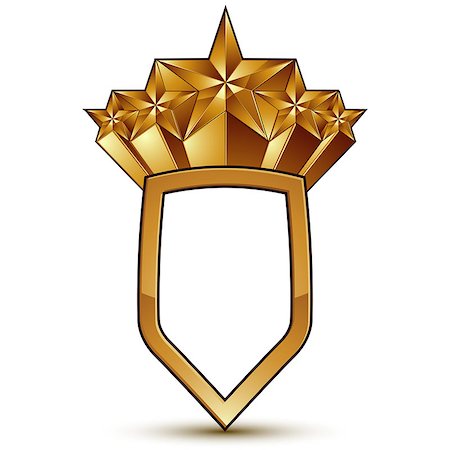 simsearch:400-08041909,k - Sophisticated vector blazon with a golden star emblem, 3d polygonal glamorous design element, clear EPS 8. Photographie de stock - Aubaine LD & Abonnement, Code: 400-08034022