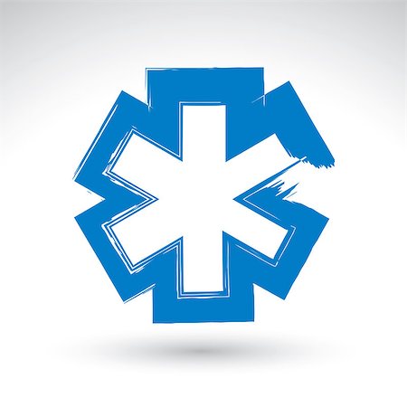 Brush drawing simple blue ambulance symbol, medicine icon, created with real hand drawn ink brush scanned and vectorized. Fotografie stock - Microstock e Abbonamento, Codice: 400-08034134