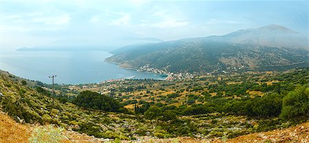 simsearch:400-04306537,k - Sunrise misty summer coast landscape. Outskirts Agia (Aghia) Efimia village ( Kefalonia, Greece). Panorama. Stock Photo - Budget Royalty-Free & Subscription, Code: 400-08034201