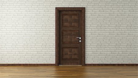 modern design with white brick wall and door Stock Photo - Budget Royalty-Free & Subscription, Code: 400-08034226