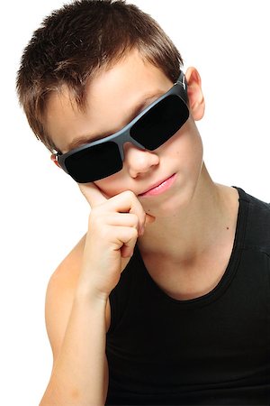 simsearch:400-08036451,k - Cool boy in sunglasses isolated on white background Stock Photo - Budget Royalty-Free & Subscription, Code: 400-08034276