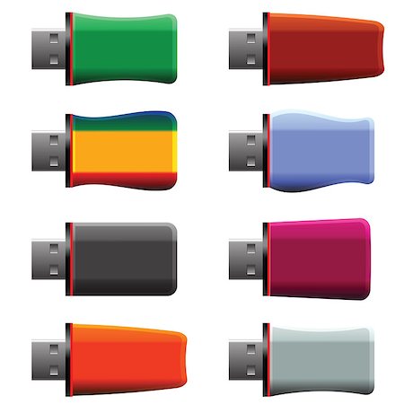 simsearch:400-04794358,k - colorful illustration  with USB memory stick on white  background Stock Photo - Budget Royalty-Free & Subscription, Code: 400-08034499