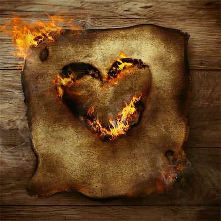 Valentines background. Heart on fire. Burning heart on paper. Valentines greeting card Stock Photo - Budget Royalty-Free & Subscription, Code: 400-08034545