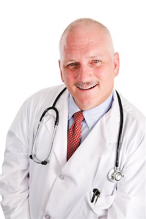 simsearch:400-04217553,k - Portrait of handsome middle aged doctor with thinning gray hair.  White background Foto de stock - Royalty-Free Super Valor e Assinatura, Número: 400-08034925