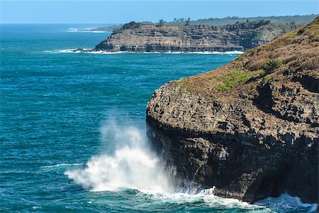 Waves crash against sea cliffs near Kilauea, Kauai, Hawaii. Stock Photo - Budget Royalty-Free & Subscription, Code: 400-08035031