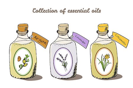 Health and Nature Collection. Collection of essential oils. Argan, Lavender, Citronella Stock Photo - Budget Royalty-Free & Subscription, Code: 400-08035379