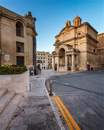 Saint Catherine of Italy Church and Jean Vallette Pjazza in the Evening, Vallette, Malta Stock Photo - Budget Royalty-Free & Subscription, Code: 400-08035512