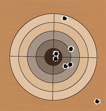 range shooting - Illustration shooting range target with bullet holes - vector Foto de stock - Super Valor sin royalties y Suscripción, Código: 400-08035526