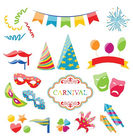 simsearch:400-06695587,k - Illustration set colorful objects of carnival, party, birthday - vector Stock Photo - Budget Royalty-Free & Subscription, Code: 400-08035531
