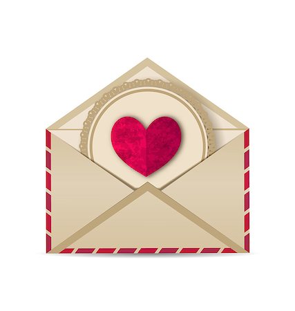 simsearch:400-04179114,k - Illustration paper grunge heart in open old envelope - vector Fotografie stock - Microstock e Abbonamento, Codice: 400-08035564