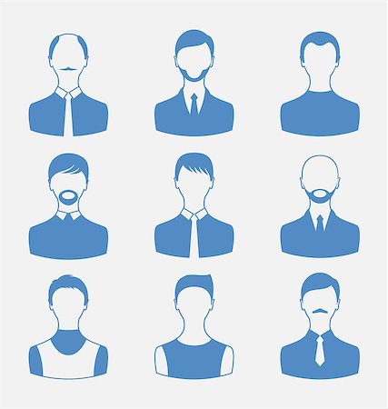 simsearch:400-06944565,k - Illustration avatars set front portrait of males isolated on white background - vector Foto de stock - Super Valor sin royalties y Suscripción, Código: 400-08035566