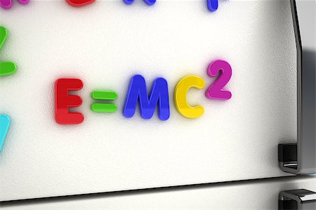 The mass - energy equivalence written on a refrigerator door with magnet letters Foto de stock - Super Valor sin royalties y Suscripción, Código: 400-08035668