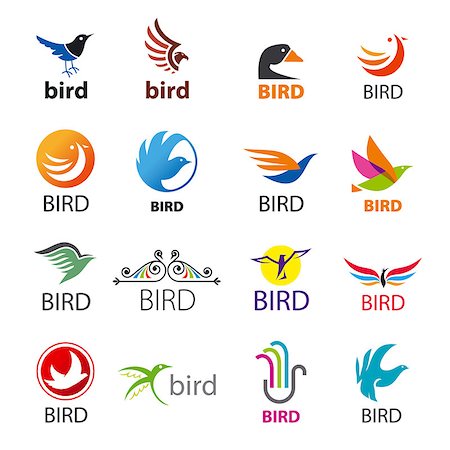 falcone - big set of vector logos birds Fotografie stock - Microstock e Abbonamento, Codice: 400-08036164